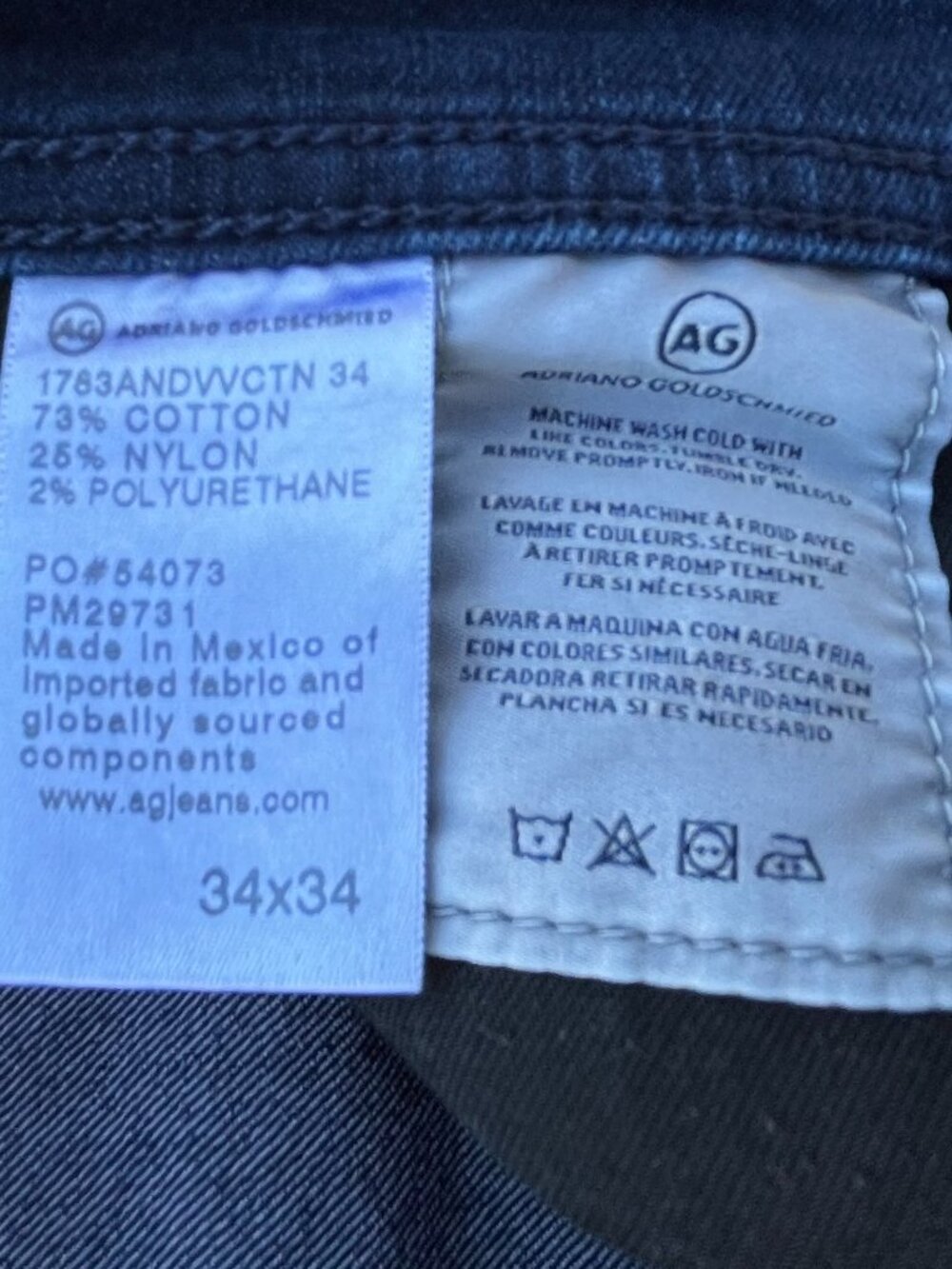 ADRIANO GOLDSCHMIED AG TELLIS MODERN SLIM JEANS MEN’S sz 34W X 30L Blue STRETCH - Picture 7 of 11